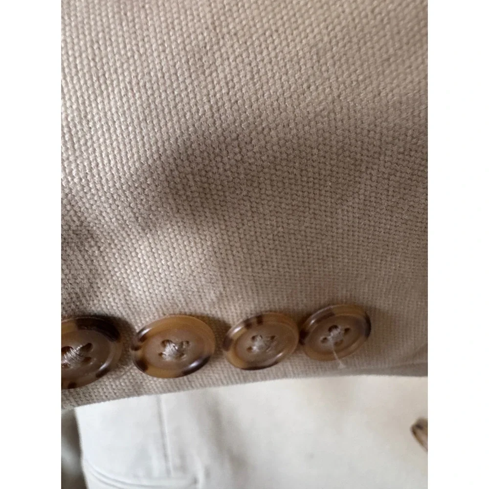 Lands End Mens Khaki Tan 100% Cotton Canvas 2 Button Blazer Sport Coat 42R